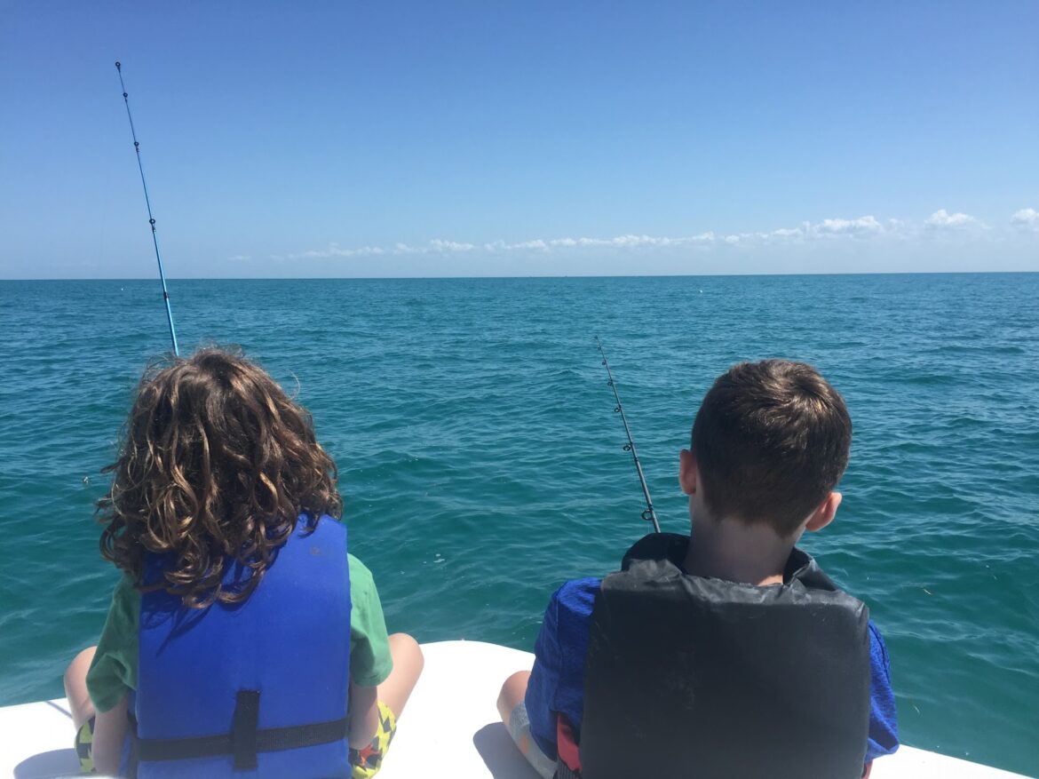 Two boys fishing