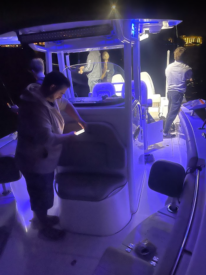 boat fishing at night